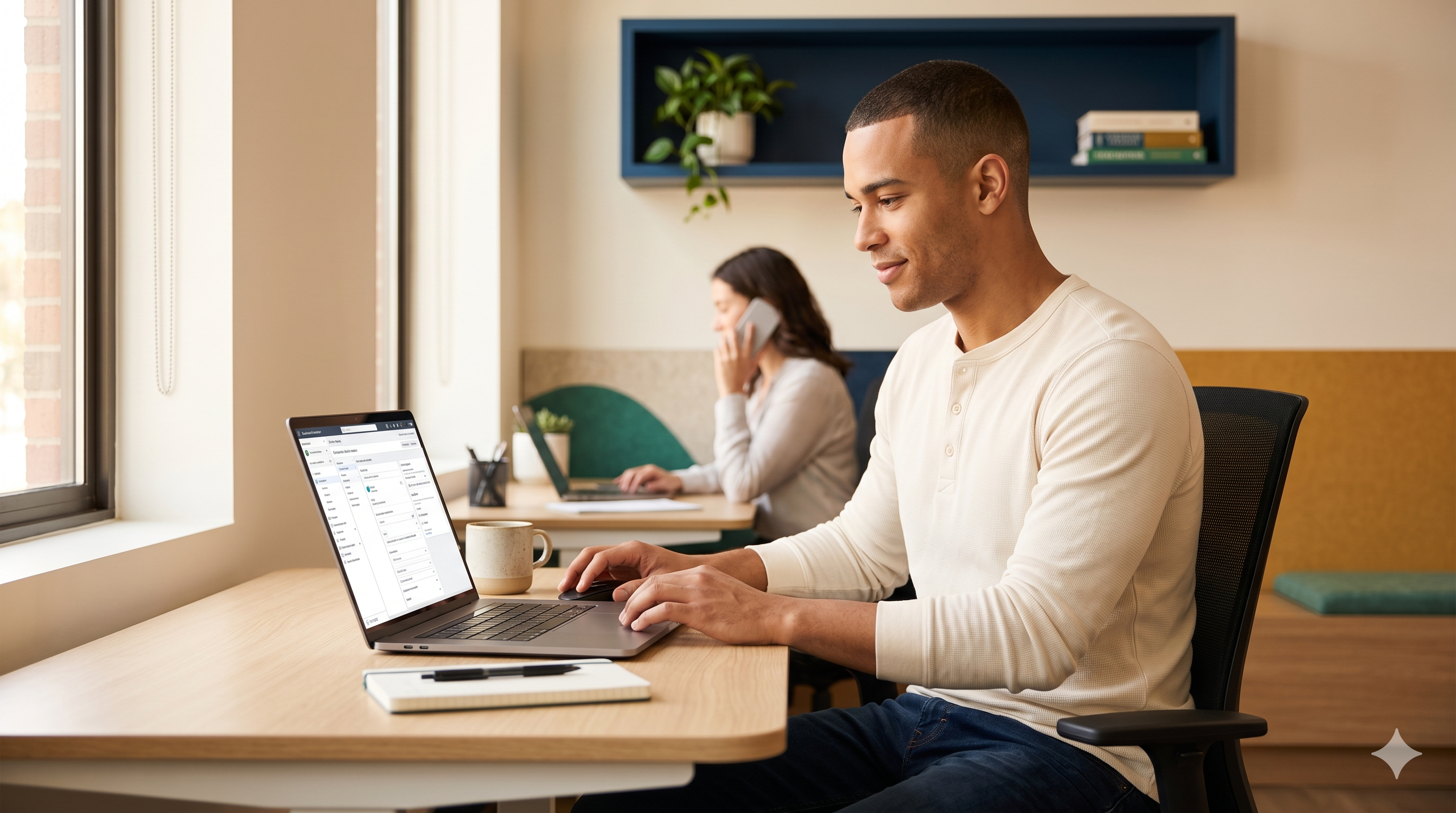 Agency Professional Learning To Set Up A Meta Business Manager On A Laptop In A Calm Modern Workspace