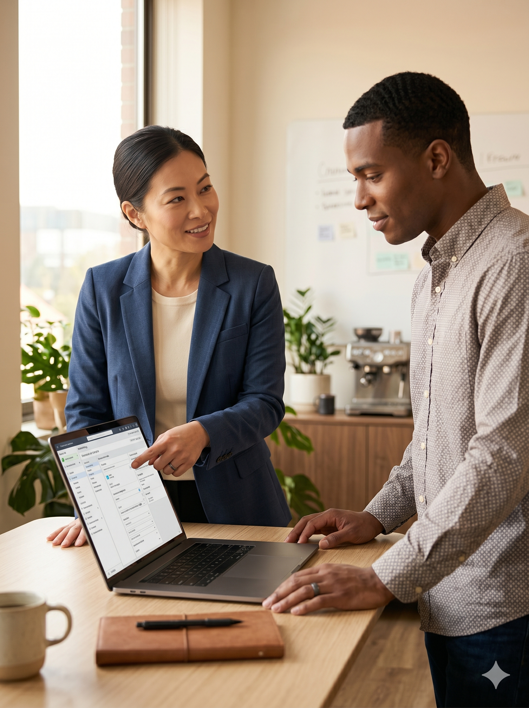 Why Does Every Serious Agency Need A Business Manager In 2026? 4 Senior Agency Owner Handing Over A Business Manager Setup To A Junior Team Member