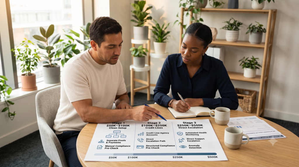 Scaling Agency Ad Spend from $50K to $500K: The Infrastructure You Need at Each Stage